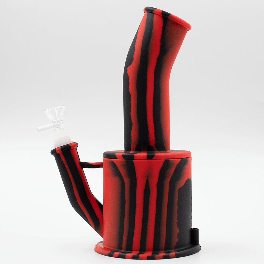 Bent Short Stack Silicone Bong - Black & Purple Planet X