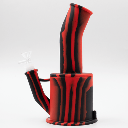 Bent Short Stack Silicone Bong - Black & Purple Planet X