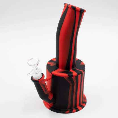 Bent Short Stack Silicone Bong - Black & Purple Planet X