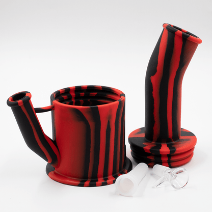 Bent Short Stack Silicone Bong - Black & Purple Planet X