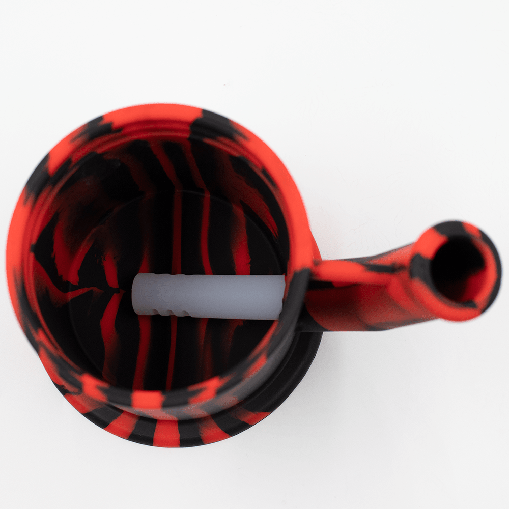 Bent Short Stack Silicone Bong - Black & Purple Planet X