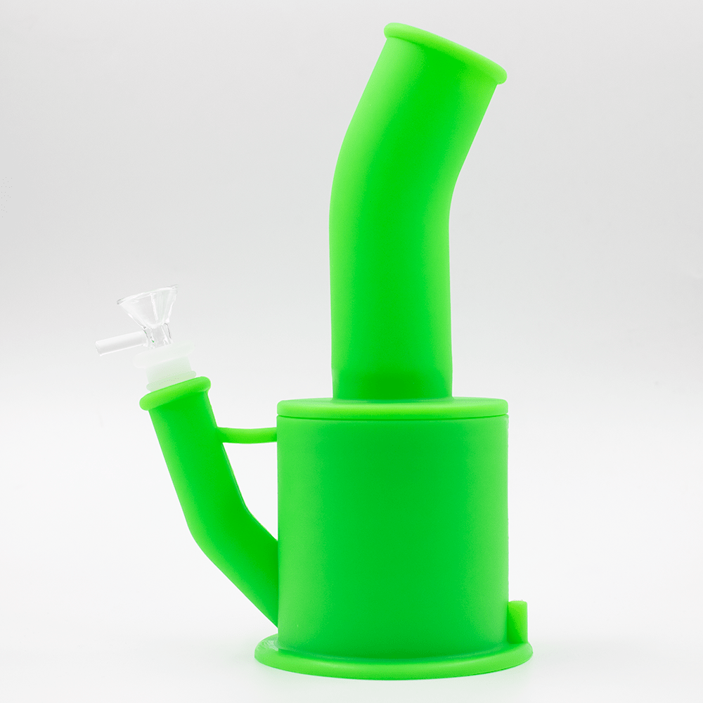 Bent Short Stack Silicone Bong - Black & Purple Planet X