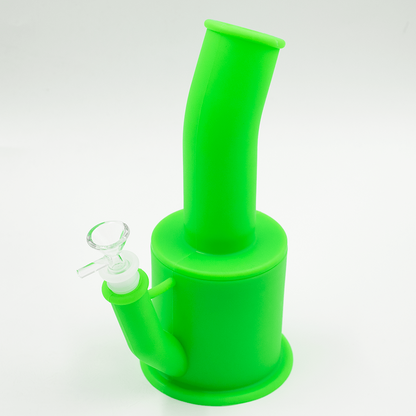 Bent Short Stack Silicone Bong - Black & Purple Planet X