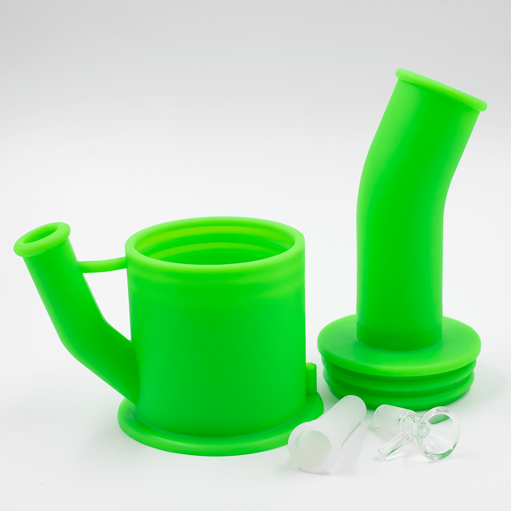Bent Short Stack Silicone Bong - Black & Purple Planet X