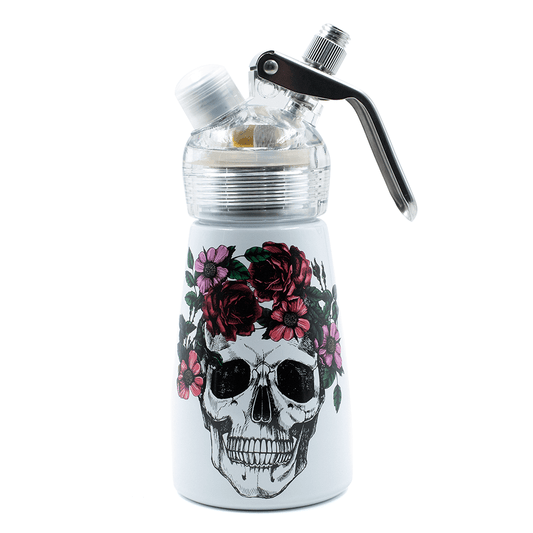 CREAM DISPENSER - 237ml  Floral Skull White
