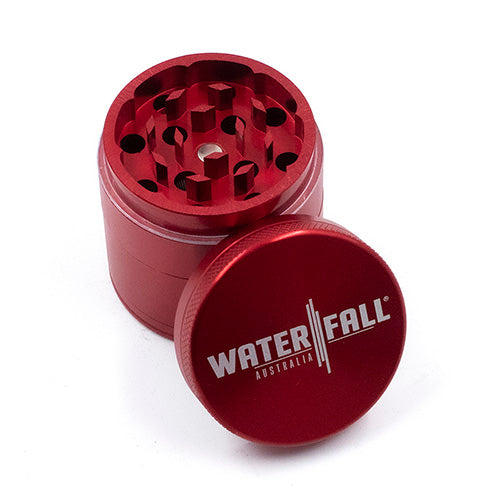 Four-Part Aluminium Grinder with Removable Screen - Gloss Red (43mm) Waterfall