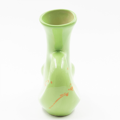 Walking Man Ceramic Bong - Green (Orange Splatter) Waterfall