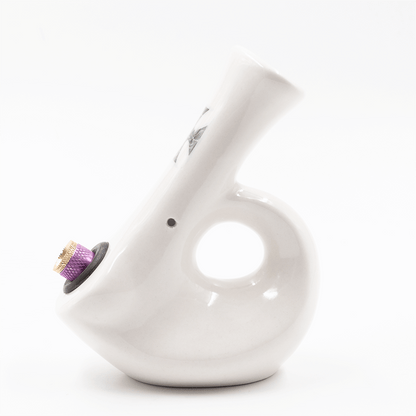 Walking Man Ceramic Bong - White (Skull Cross) Waterfall