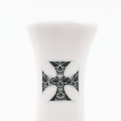 Walking Man Ceramic Bong - White (Skull Cross) Waterfall