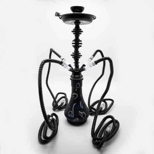 Black Arabic Glass Metal Hookah [Four Hose] The Bong Shop