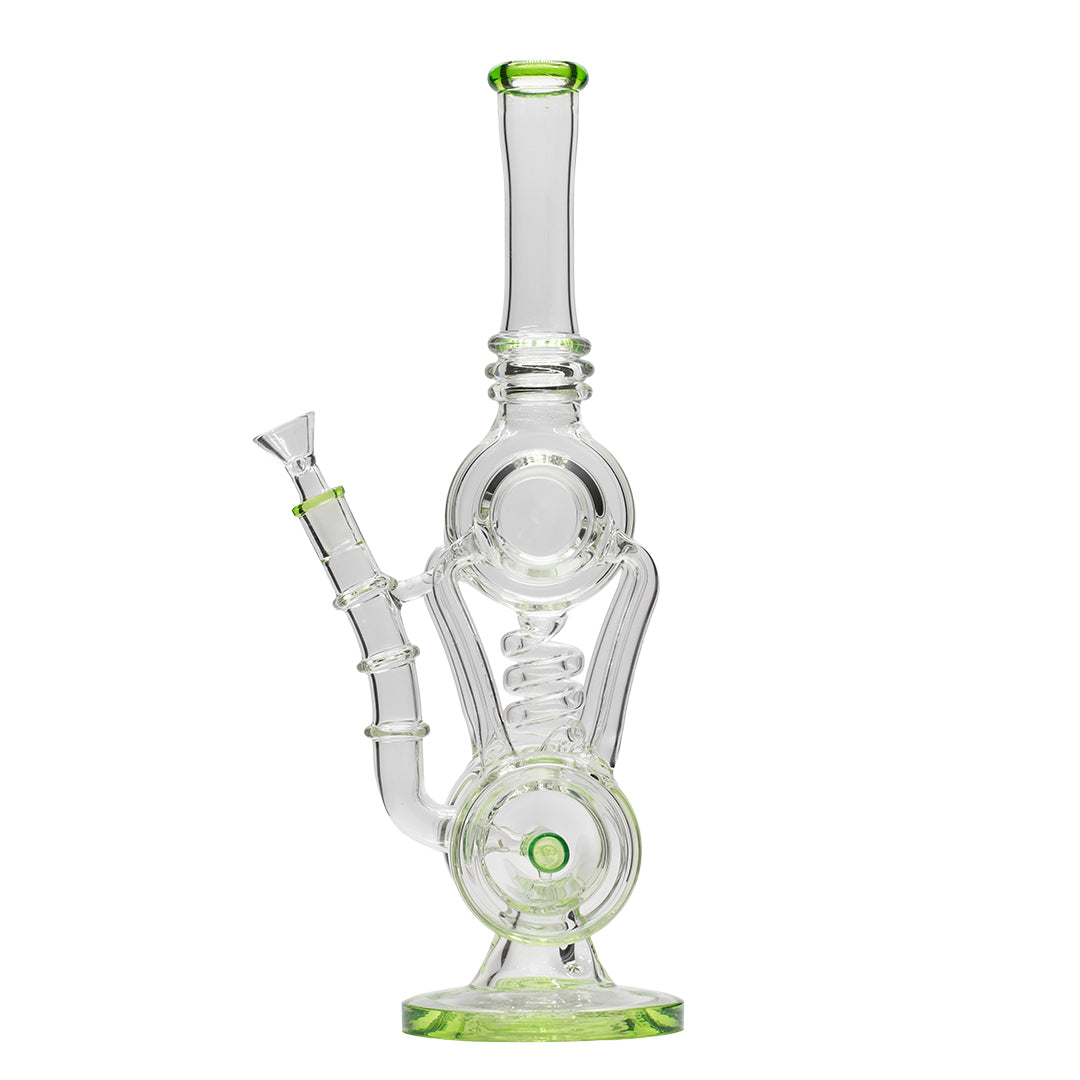 Planet X The Neon Orbit Glass Recycler Bong Green