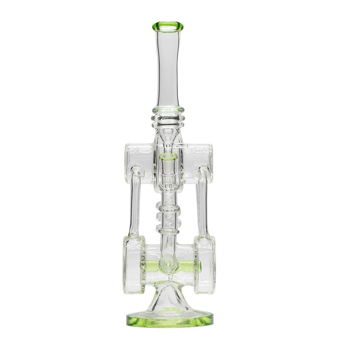 Planet X The Neon Orbit Glass Recycler Bong Green