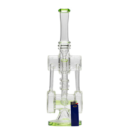 Planet X The Neon Orbit Glass Recycler Bong Green