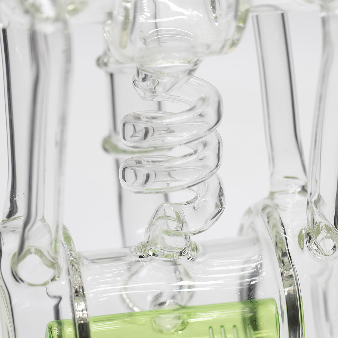 Planet X The Neon Orbit Glass Recycler Bong Green