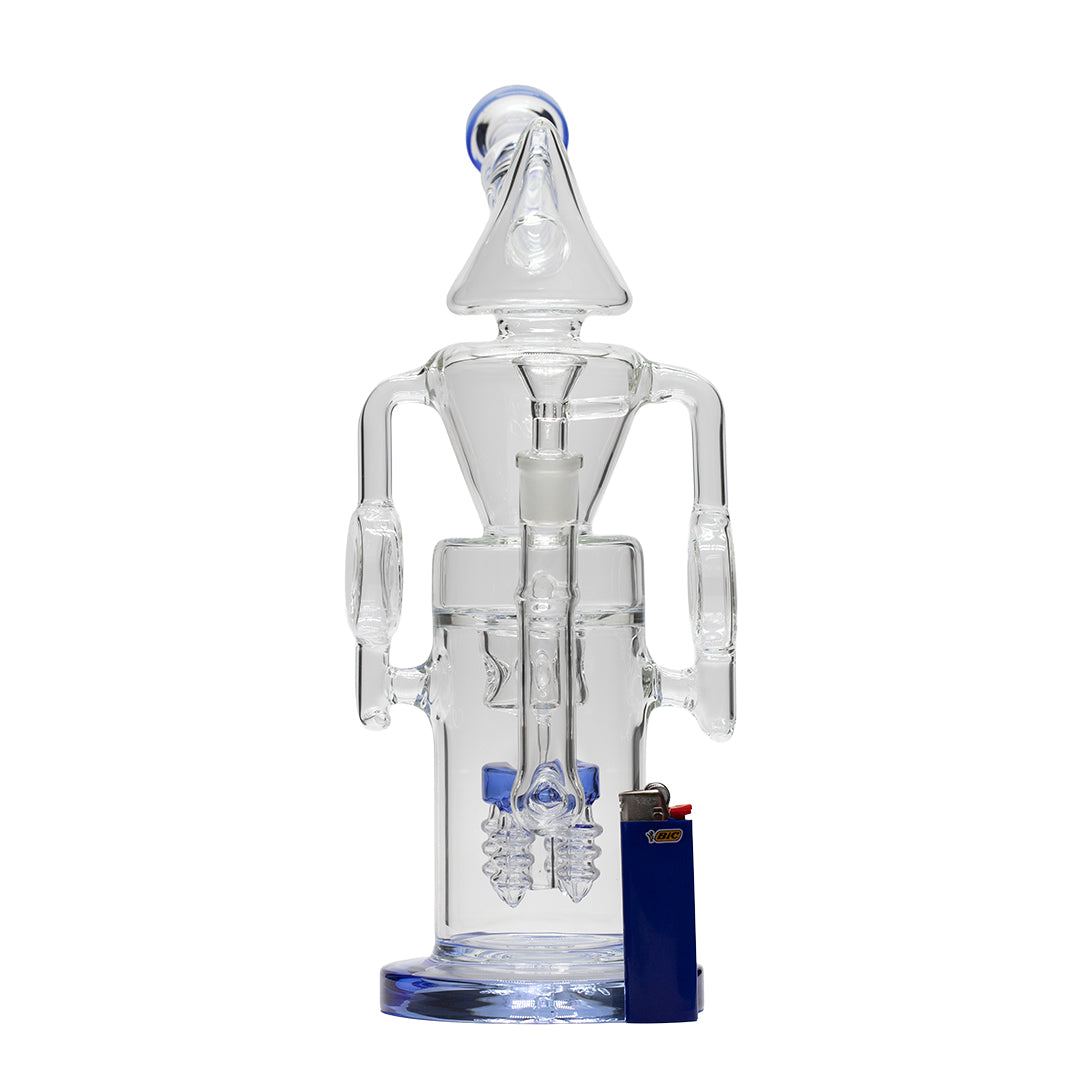 Planet X Blue Tide Glass Recycler Bong
