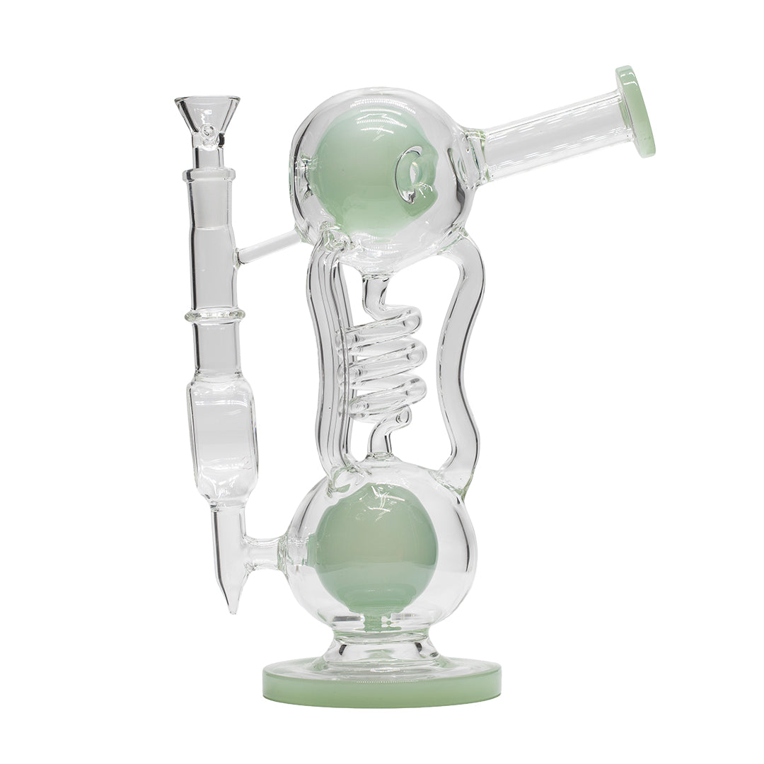 Planet X Celestial Bloom Glass Recycler Bong Green