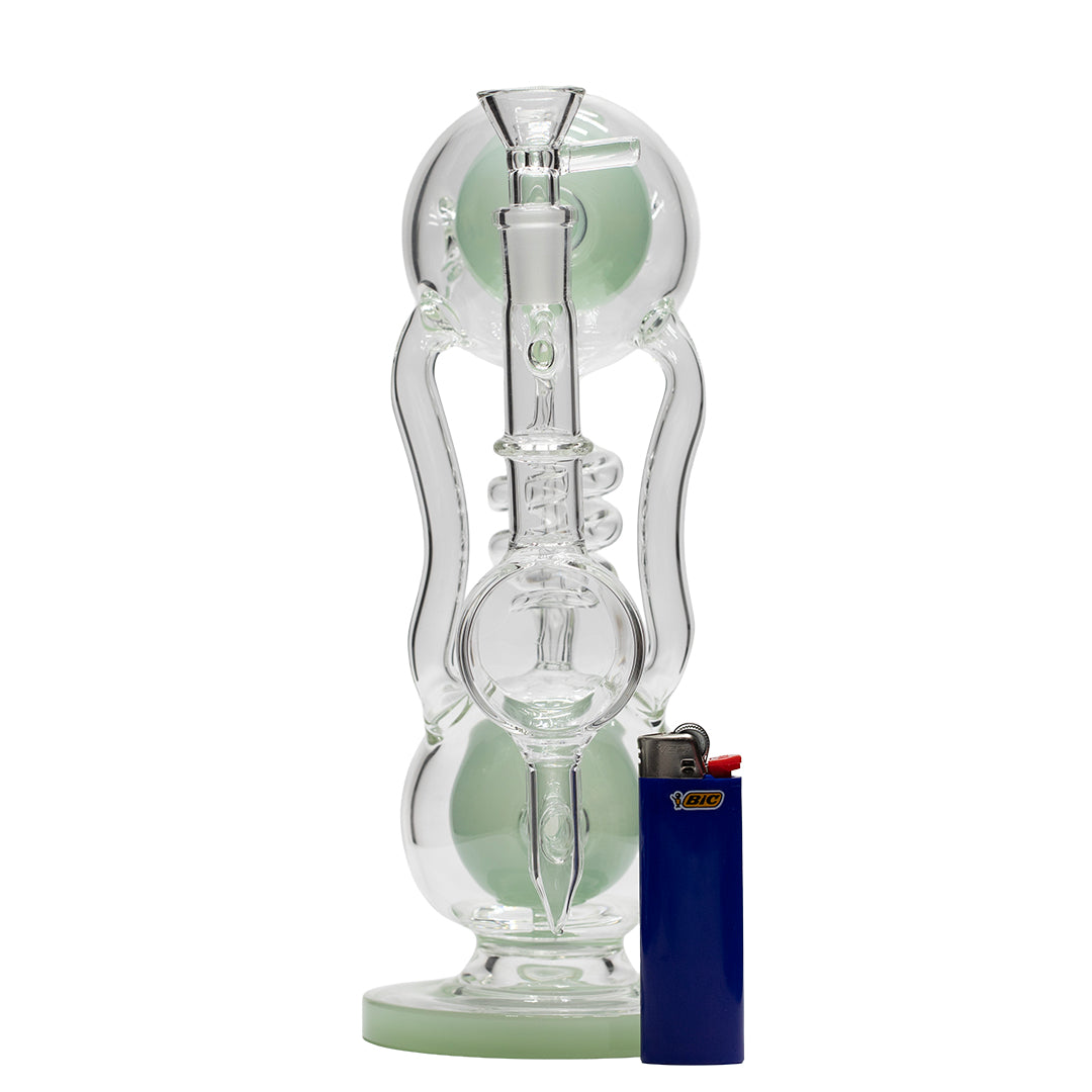 Planet X Celestial Bloom Glass Recycler Bong Green