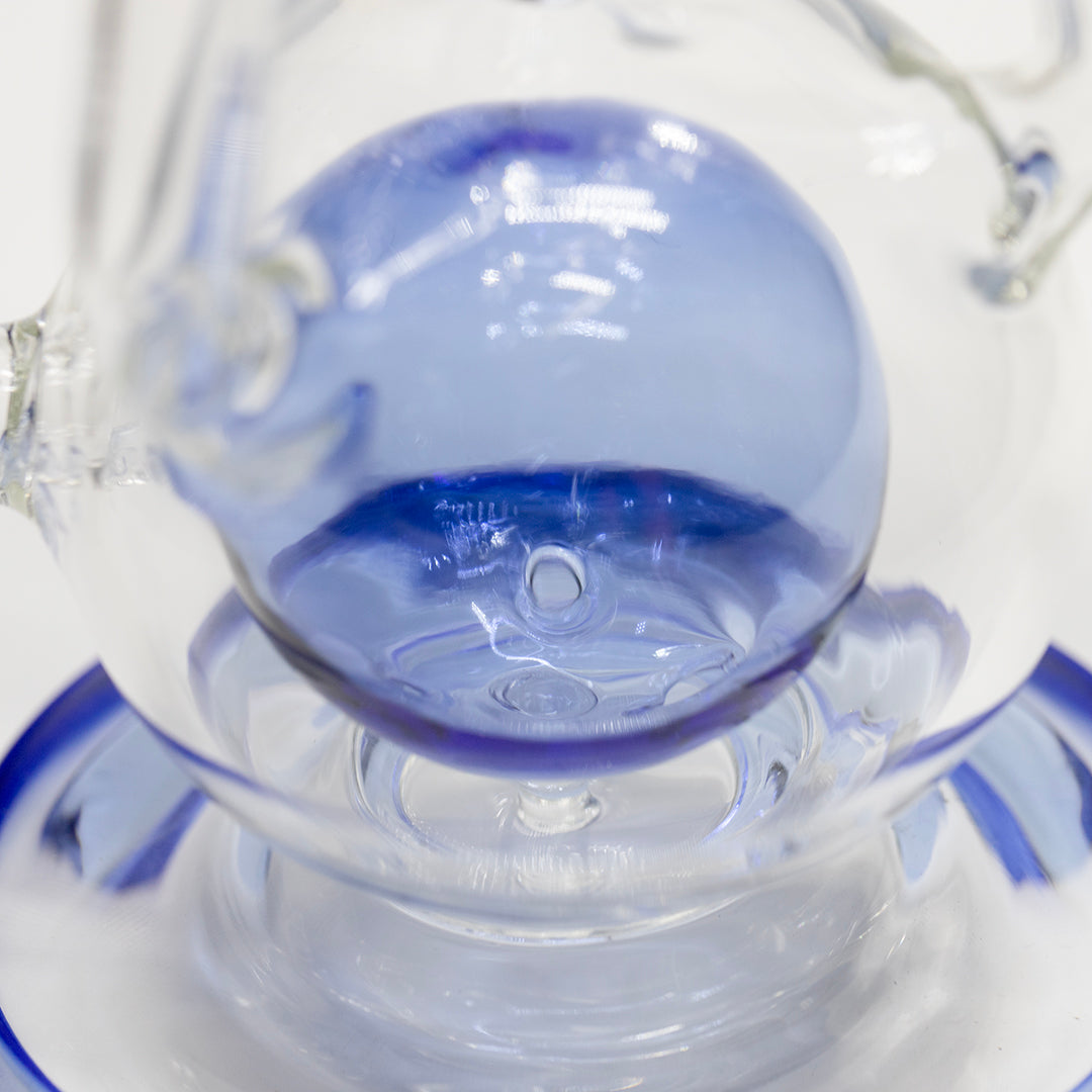 Planet X Celestial Bloom Glass Recycler Bong Blue