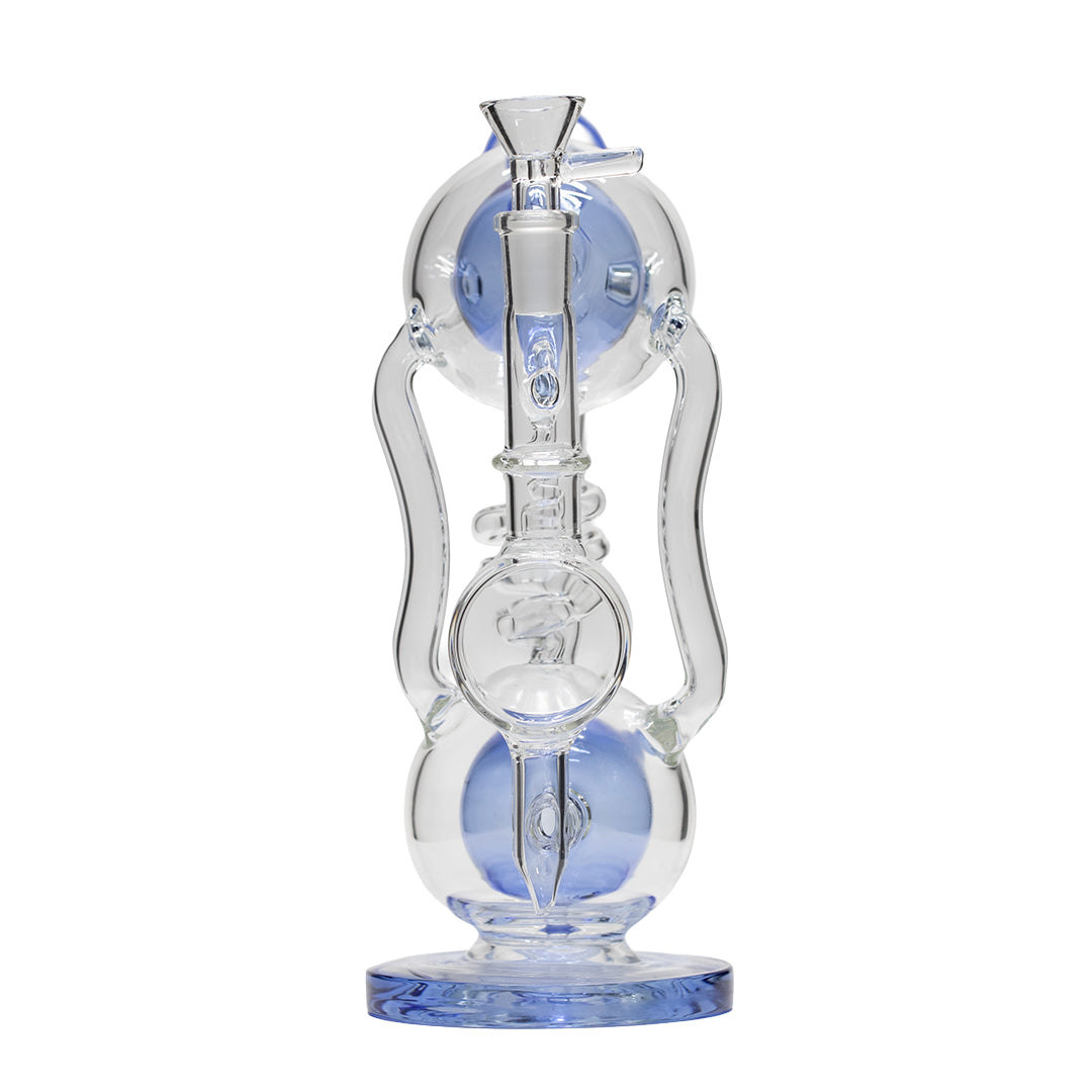 Planet X Celestial Bloom Glass Recycler Bong Blue