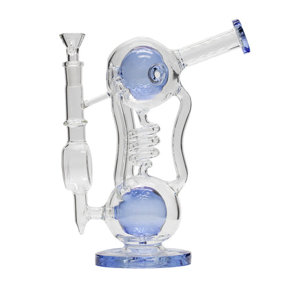 Planet X Celestial Bloom Glass Recycler Bong Blue