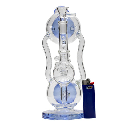 Planet X Celestial Bloom Glass Recycler Bong Blue