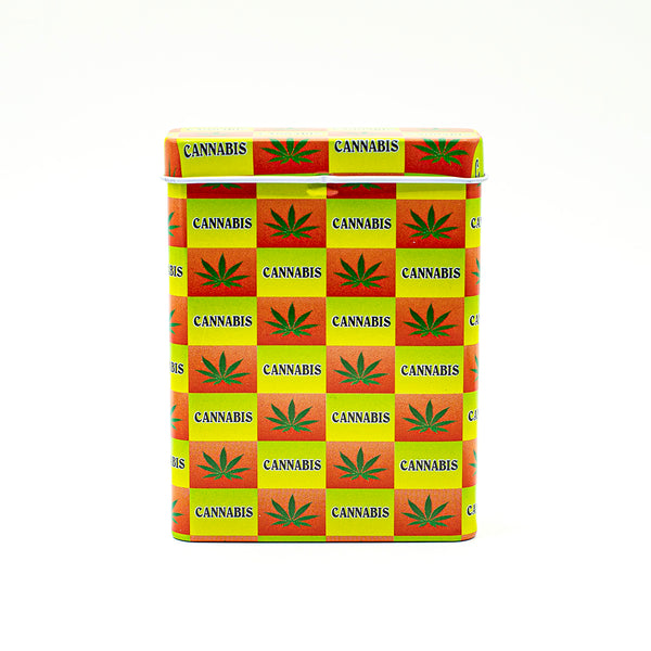 Checkboard Cannabis Leaf Stash Tin The Bong Shop