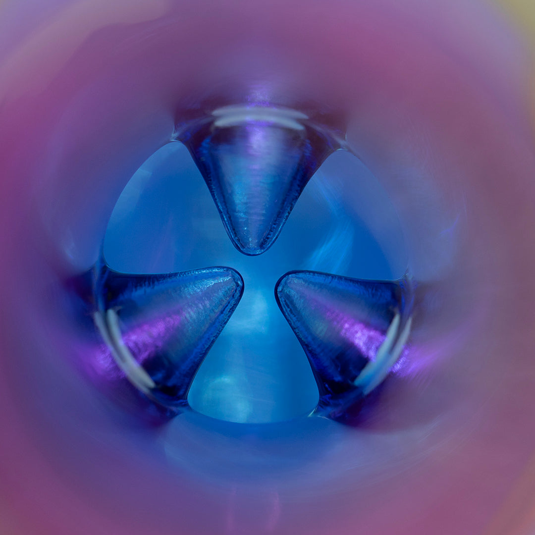 Glass Bong Purple/Blue - Flower Power and Butterflies