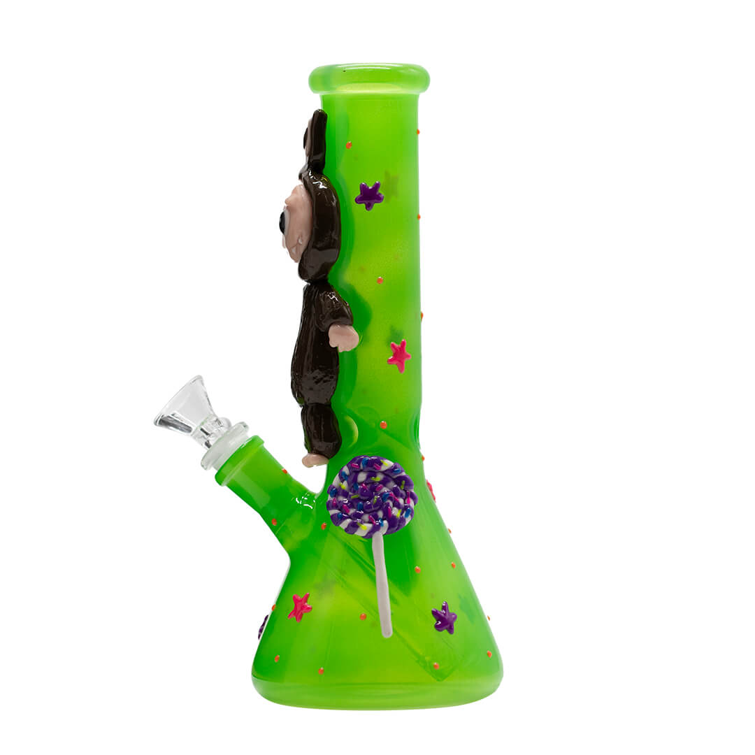 Green Bong with Brown Lafufu - Glass Bong