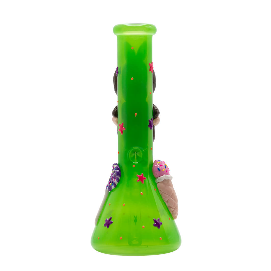 Green Bong with Brown Lafufu - Glass Bong