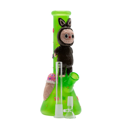Green Bong with Brown Lafufu - Glass Bong