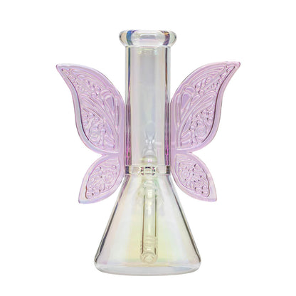 Pink Butterfly Flask Glass Bong
