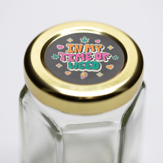 Glass Stash Jar Hexagon In My Time Of Weed - 50ml