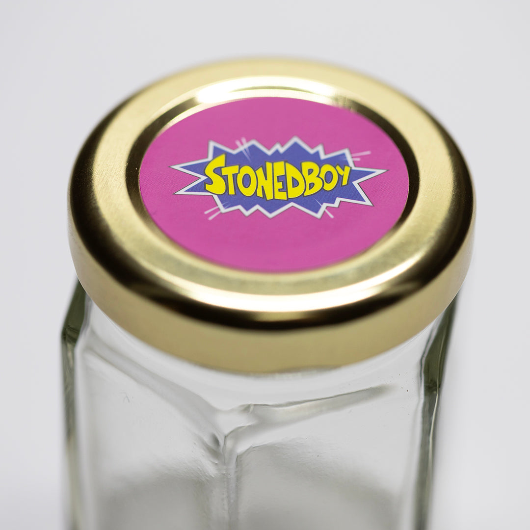 Glass Stash Jar Hexagon - Stoned Boy - 50ml