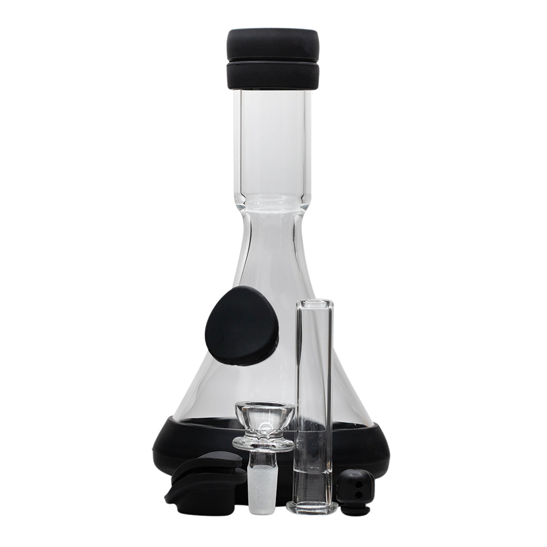 Glass Beaker Bong Black w Silicone Parts