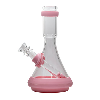 Glass Beaker Bong Pink w Silicone Parts