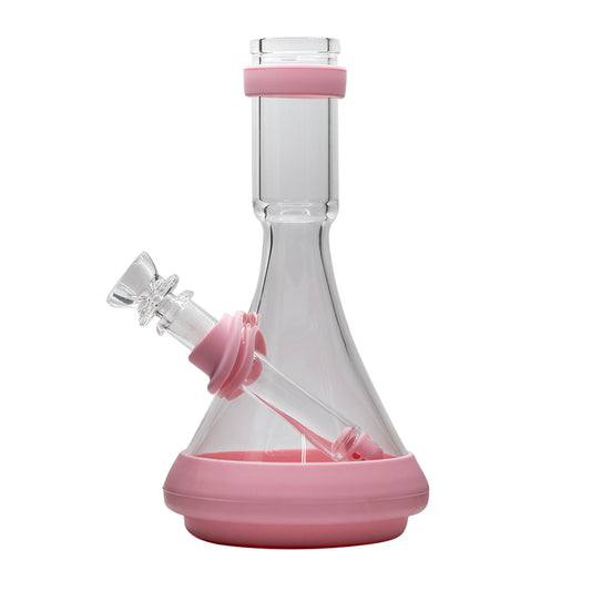 Glass Beaker Bong Pink w Silicone Parts