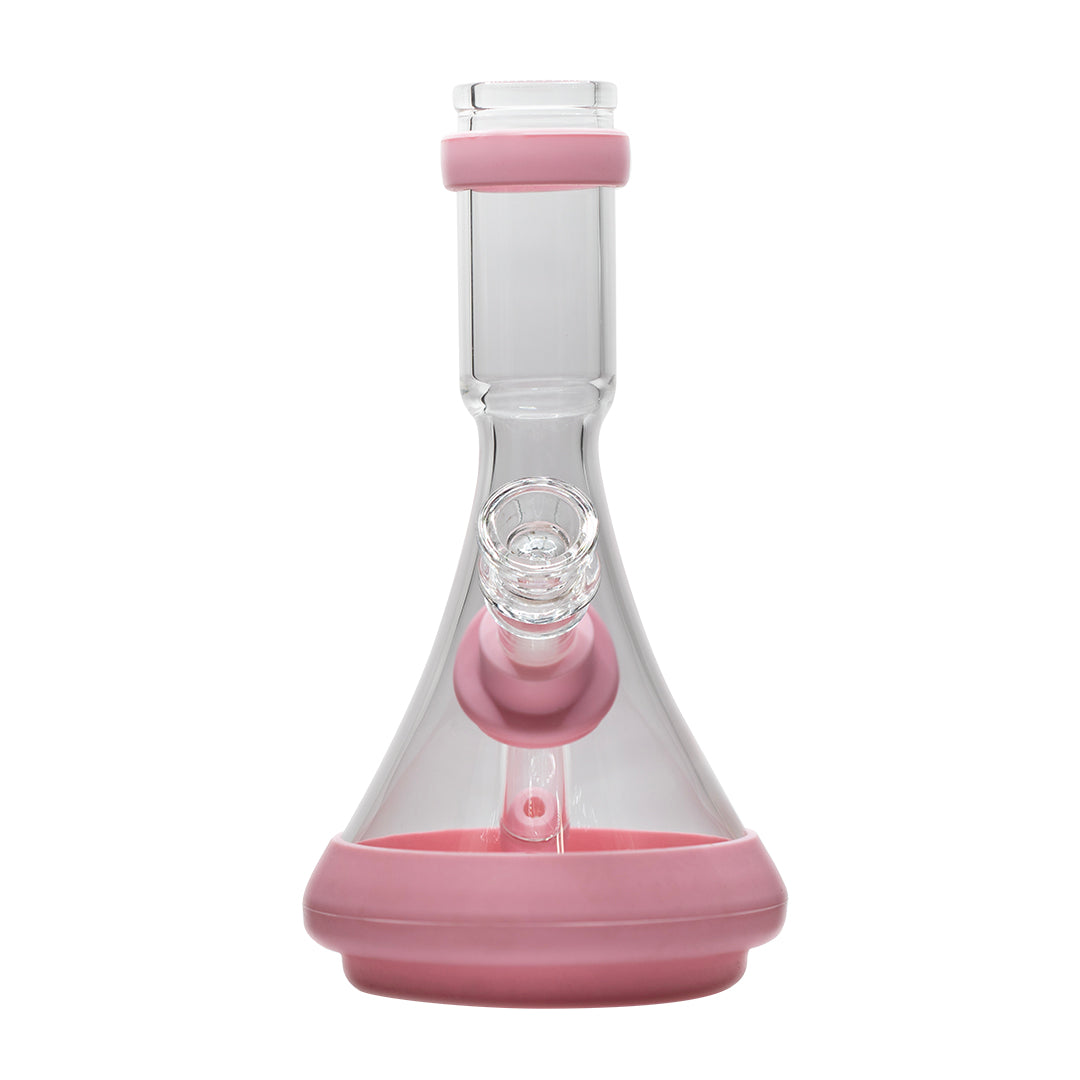 Glass Beaker Bong Pink w Silicone Parts