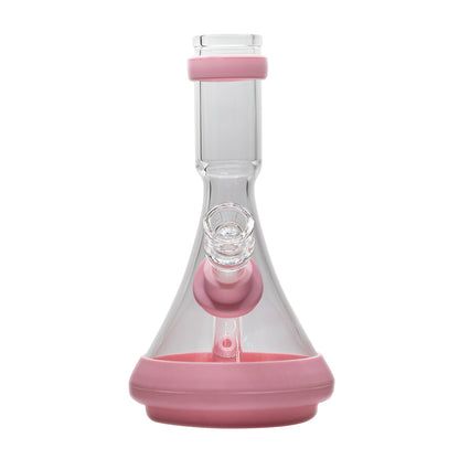 Glass Beaker Bong Pink w Silicone Parts