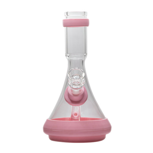 Glass Beaker Bong Pink w Silicone Parts