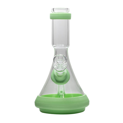 Glass Beaker Bong - Jellybean w Green Silicone Accessories
