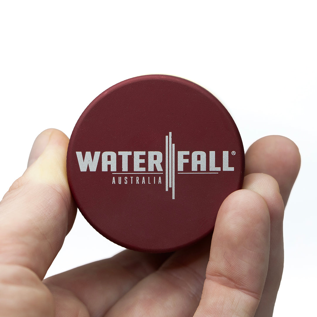 Waterfall 4 Part Grinder 50mm Red, Gold, Grey
