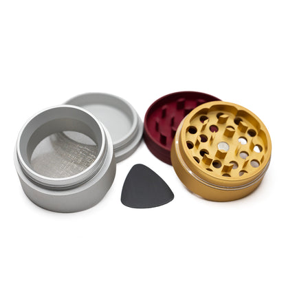 Waterfall 4 Part Grinder 50mm Red, Gold, Grey
