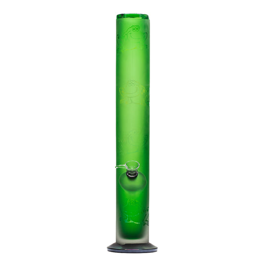 Planet X Frosted Frog Straight Tube Glass Bong
