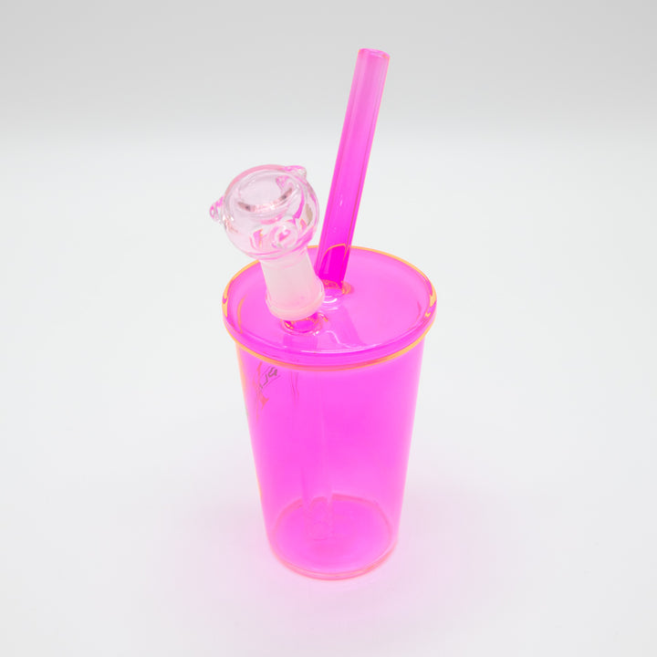 Shake Cup Glass Bong - Pink Planet X