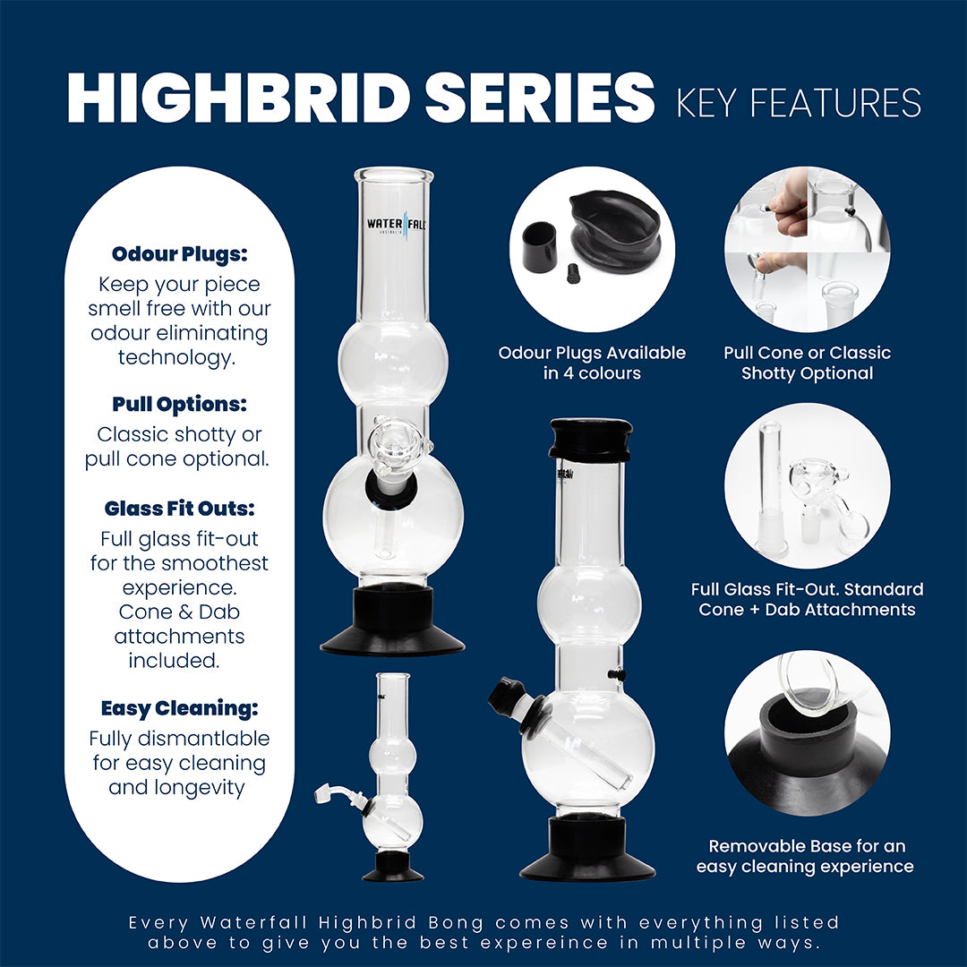 Waterfall Decimator Highbrid Series Glass Bong With Ash Catcher - Black Waterfall