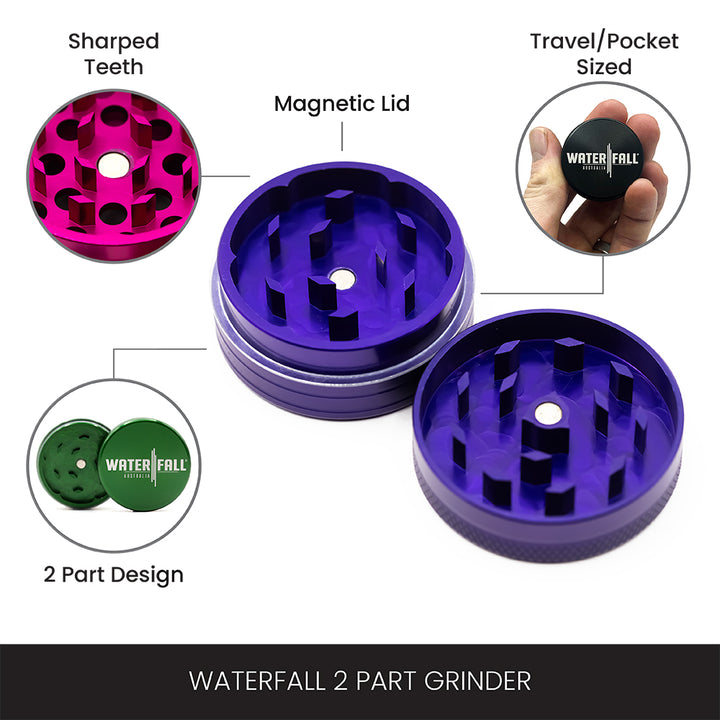 Purple Two-Part Aluminium Grinder 63mm Waterfall