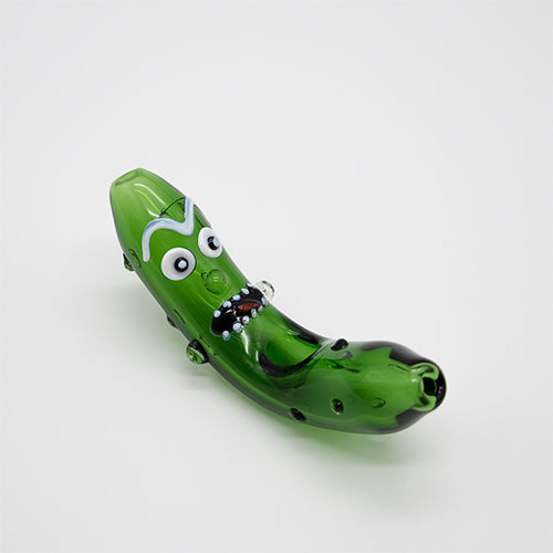 Glass Pipe -Curved 'Pickle Rick' Pipe Green 11cm The Bong Shop