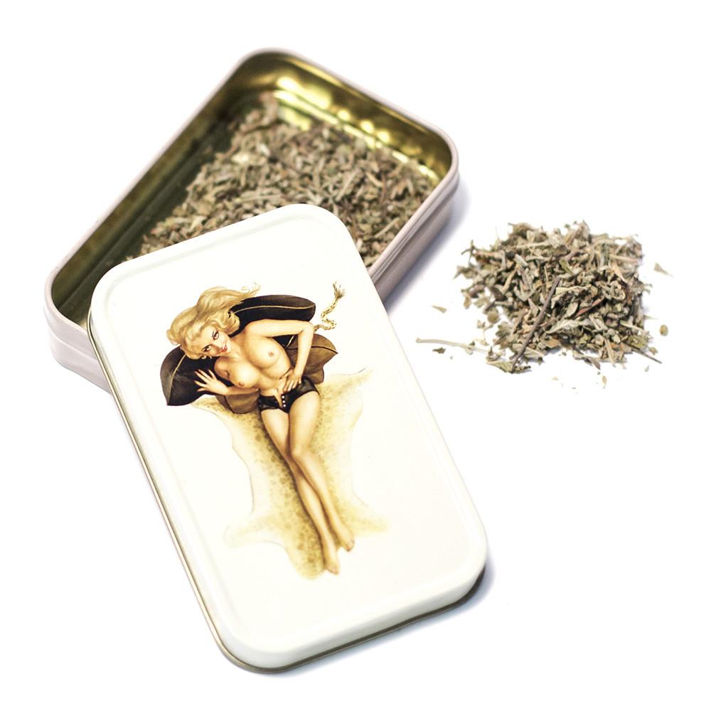 METAL TIN - BLONDE TOPLESS PIN UP SET OF 2 The Bong Shop