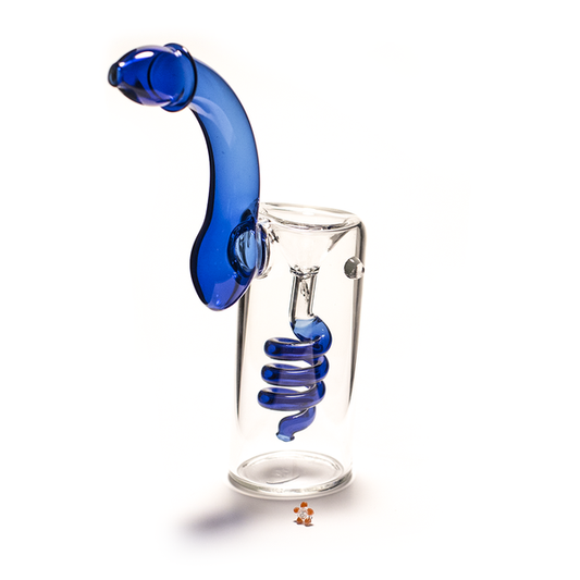 Spiral Glass Bubbler - Blue Waterfall