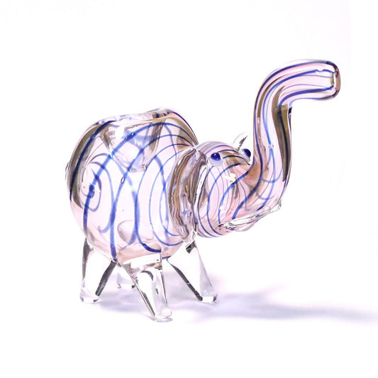 PIPE - GLASS ELEPHANT BLUE SWIRLS The Bong Shop